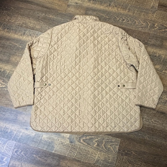 Lands' End Quilted Chore Barn Jacket Women Plus 1X 16W-18W Beige Tan Coat Zip - Picture 8 of 12